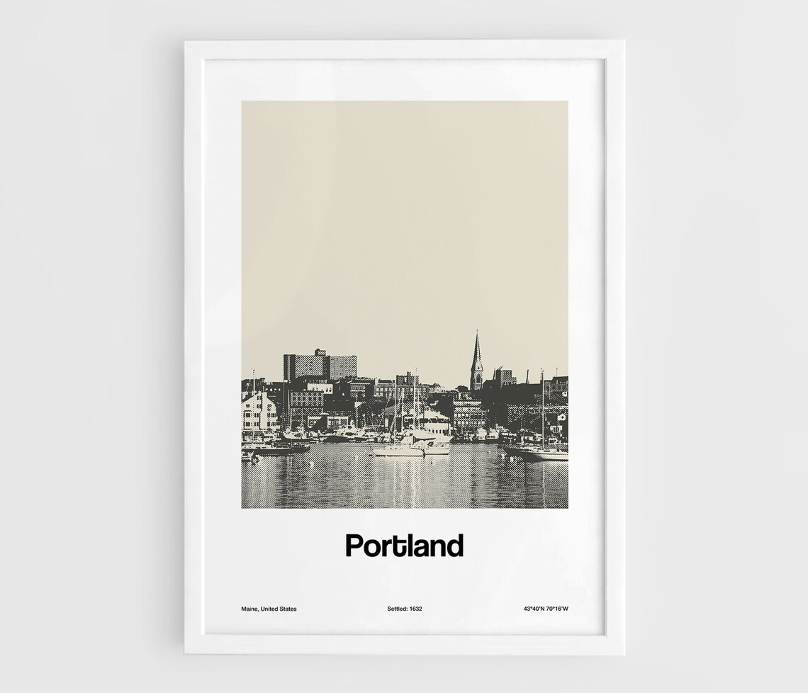 Portland Maine Skyline, Minimalist City Art Print