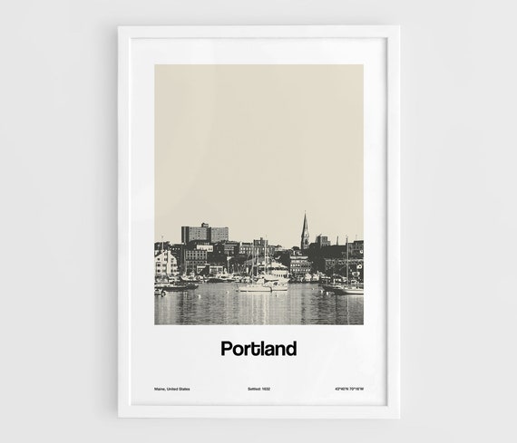 Portland Maine Skyline, Minimalist City Art Print