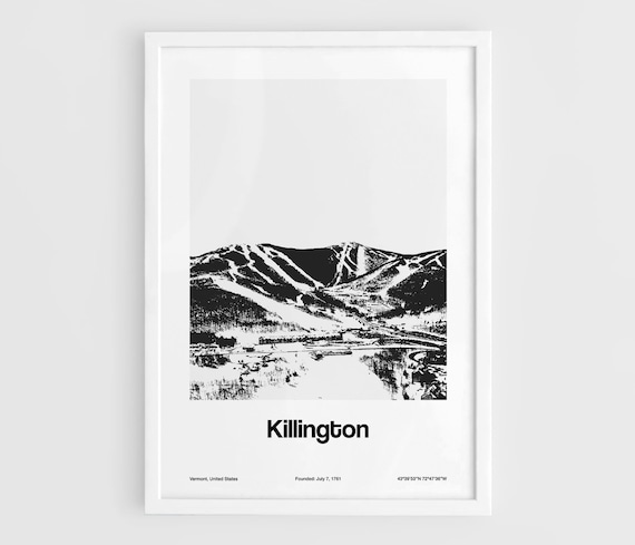 Killington Vermont Minimalist Winter Town Art Print
