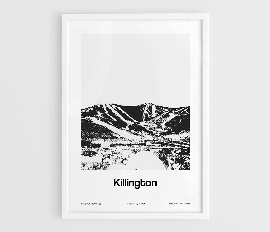 Killington Vermont Minimalist Winter Town Art Print