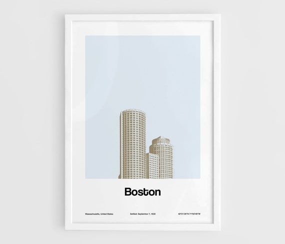 Boston International Place Minimalist Travel Poster
