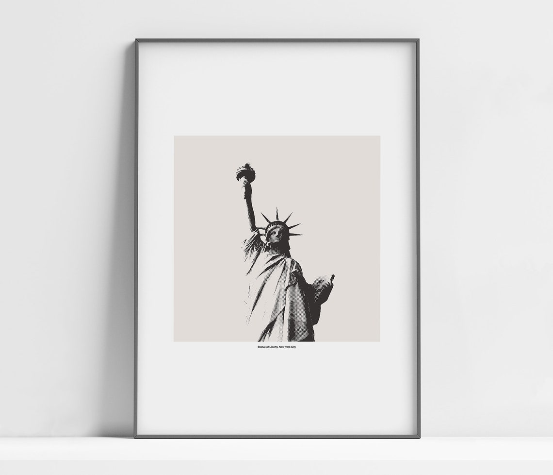 New York City Poster Statue Of Liberty New York Print New York Skyline Nyc Black White New York Photo Wall Art Gift Custom City Print