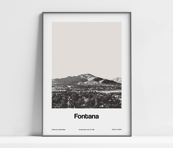 Fontana California Poster Print, Minimalist City Art