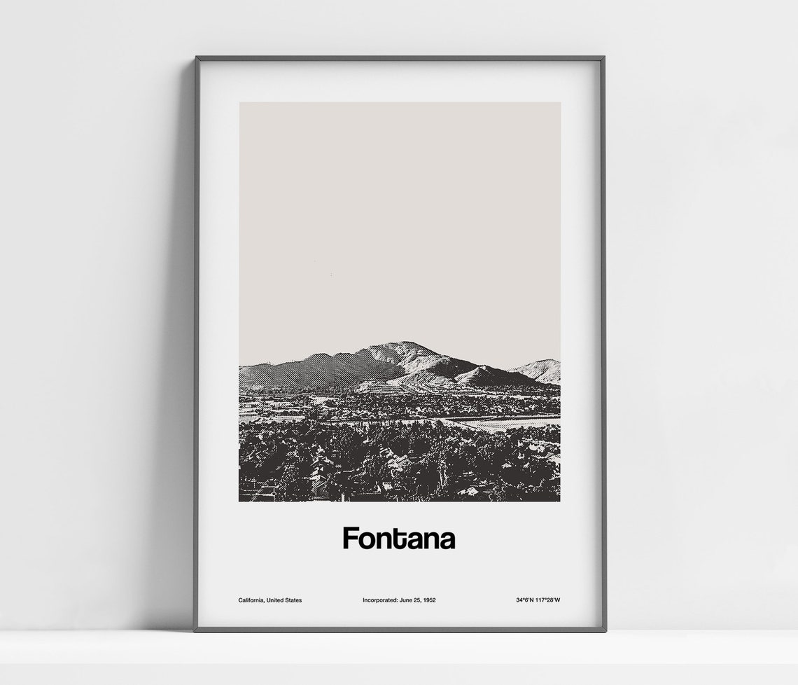 Fontana California Poster Print, Minimalist City Art