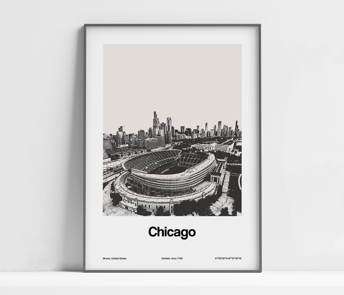 Chicago Illinois Minimalist City Print, Black and White
