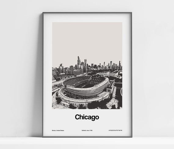 Chicago Illinois Minimalist City Print, Black and White