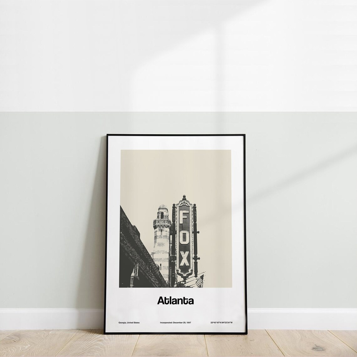 Atlanta Georgia Midtown Fox Theatre Skyline Travel Poster - Image 3
