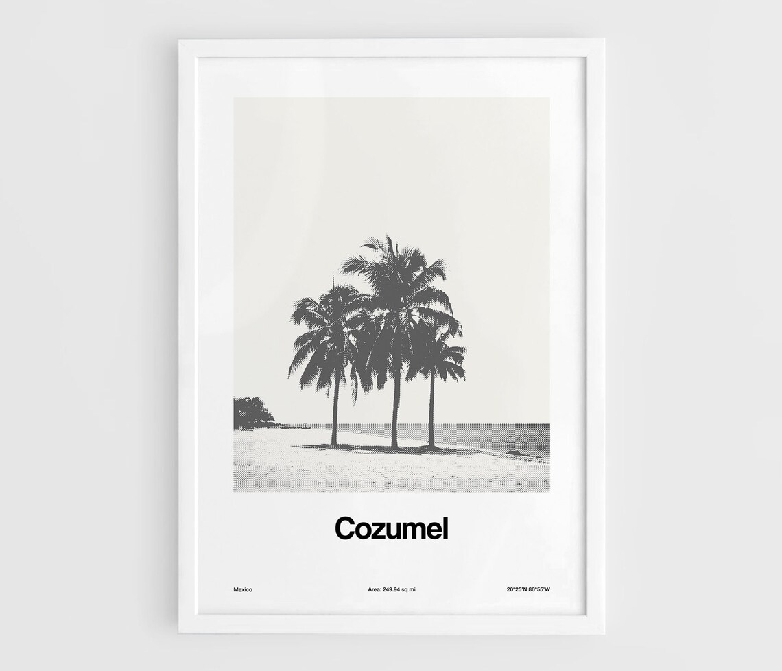 Cozumel Minimalist Custom Travel Poster, Mexico Print