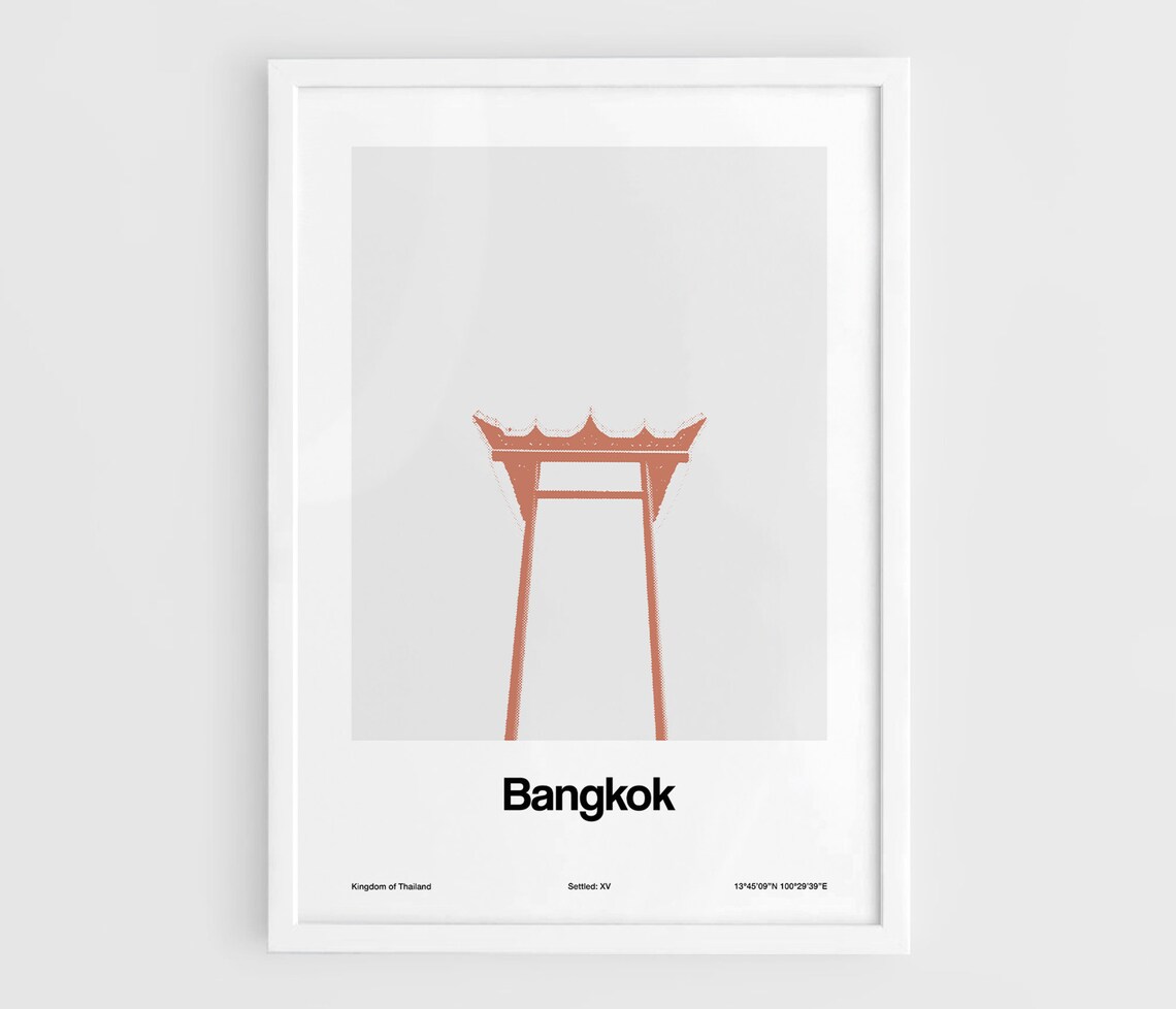 Bangkok Giant Swing Travel Poster, Minimalist City Print