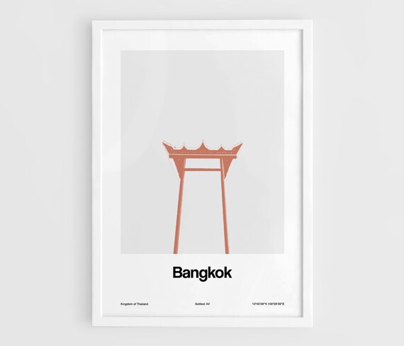 Bangkok Giant Swing Travel Poster, Minimalist City Print
