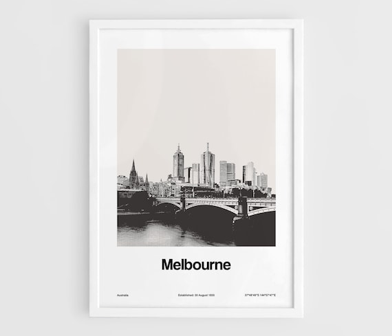 Melbourne Australia Minimalist Skyline Travel Poster