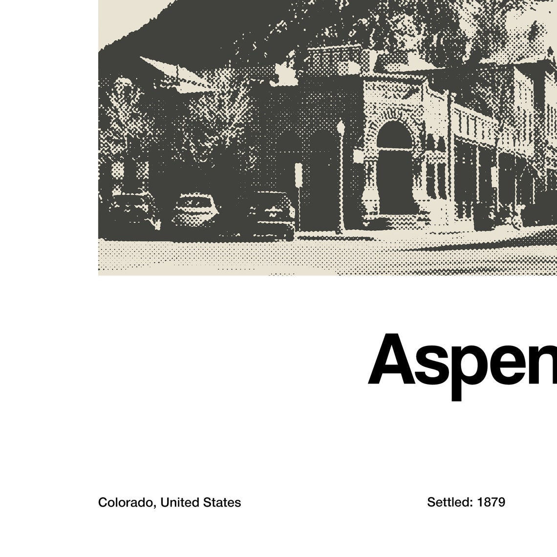 Aspen Colorado Poster Print, Minimalist Winter Village - Image 3
