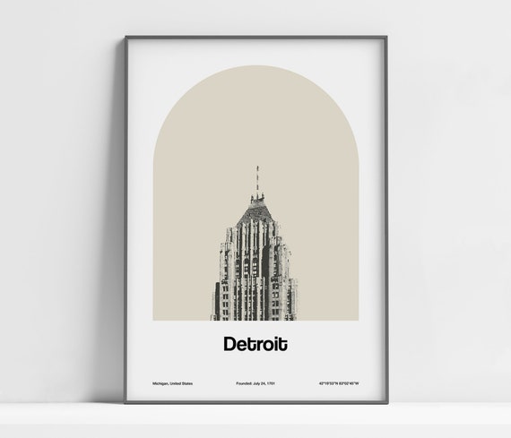 Detroit Art Deco Poster, Michigan City Art Print