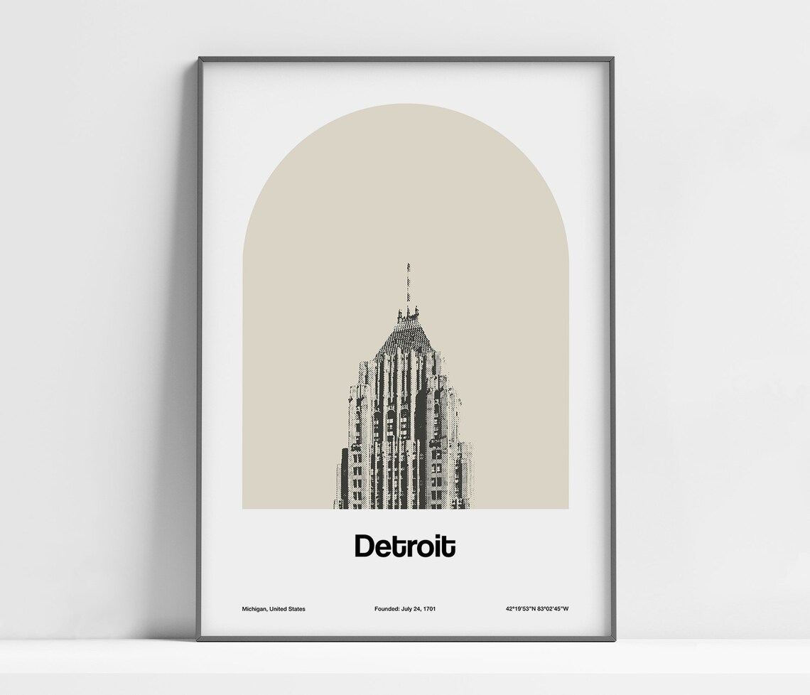 Detroit Art Deco Poster, Michigan City Art Print