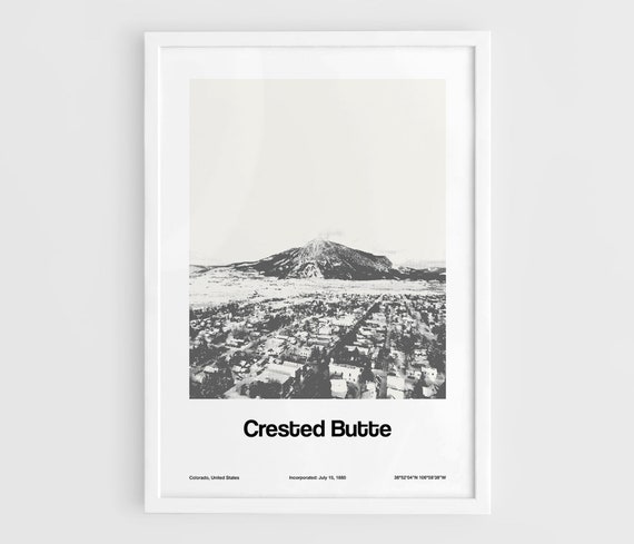 Crested Butte Colorado Minimalist Winter Town Poster