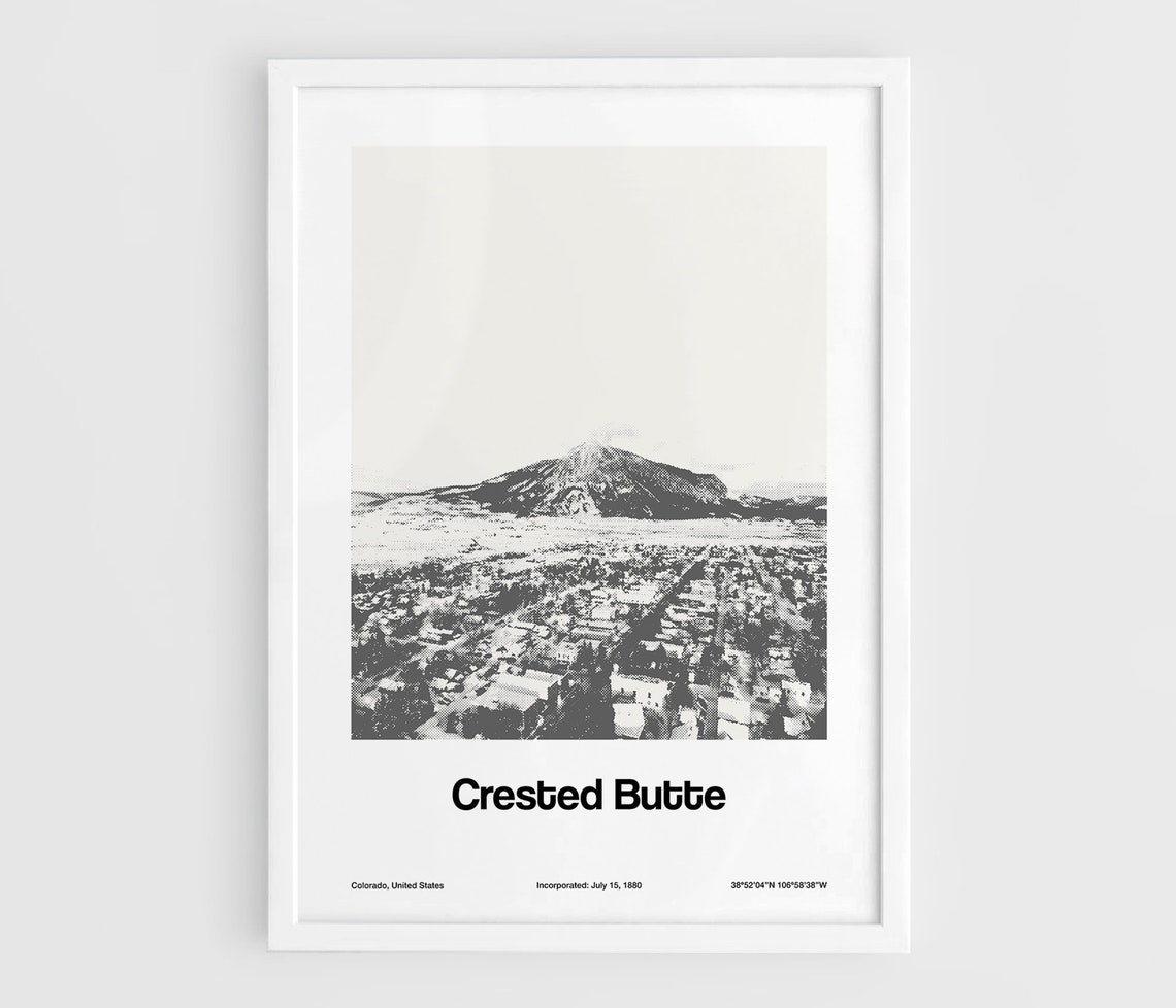 Crested Butte Colorado Minimalist Winter Town Poster