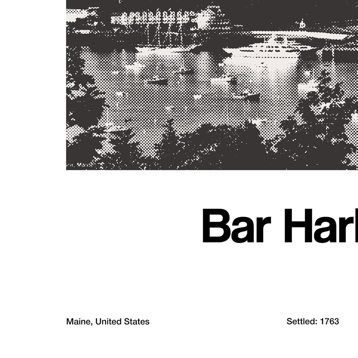 Bar Harbor Maine Skyline, Minimalist City Print - Image 3