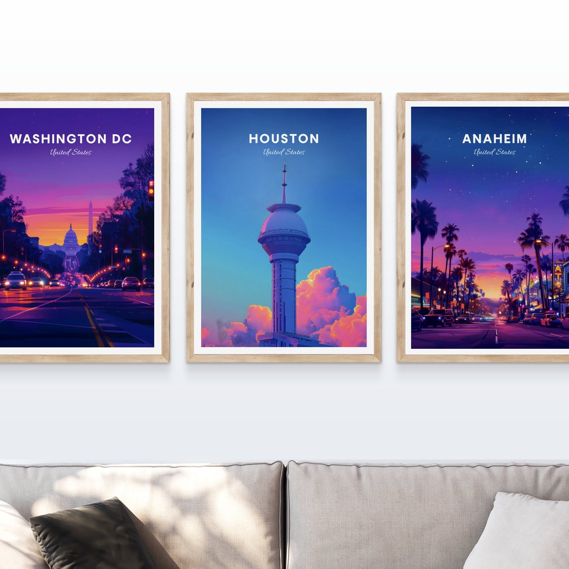 Houston Texas Observation Tower Against Pink Sunset Clouds Poster - Image 4