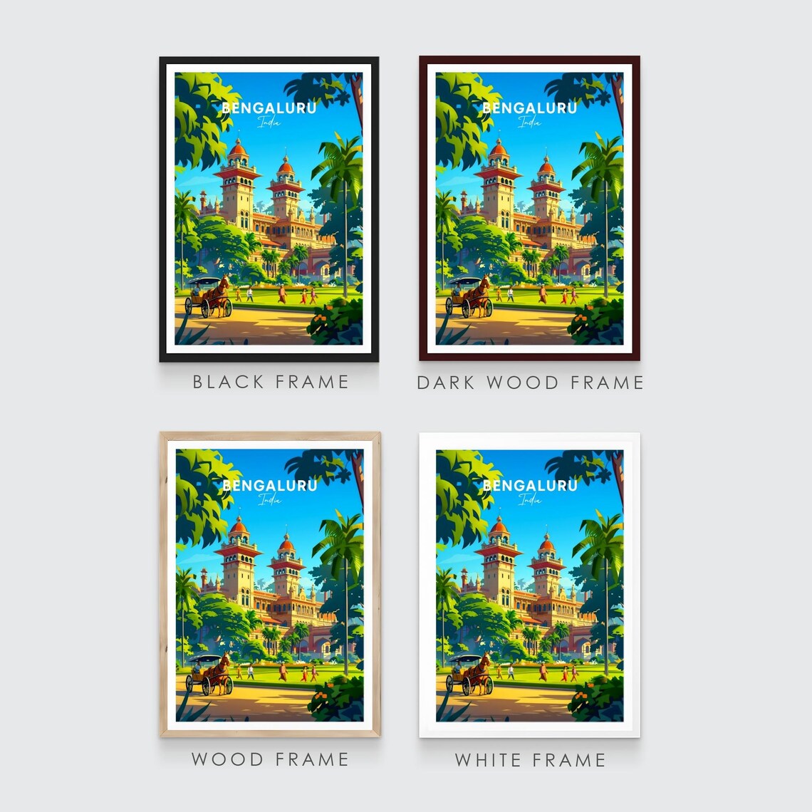 Bengaluru India Vintage Royal Palace Gardens Horse Carriage Poster - Image 3