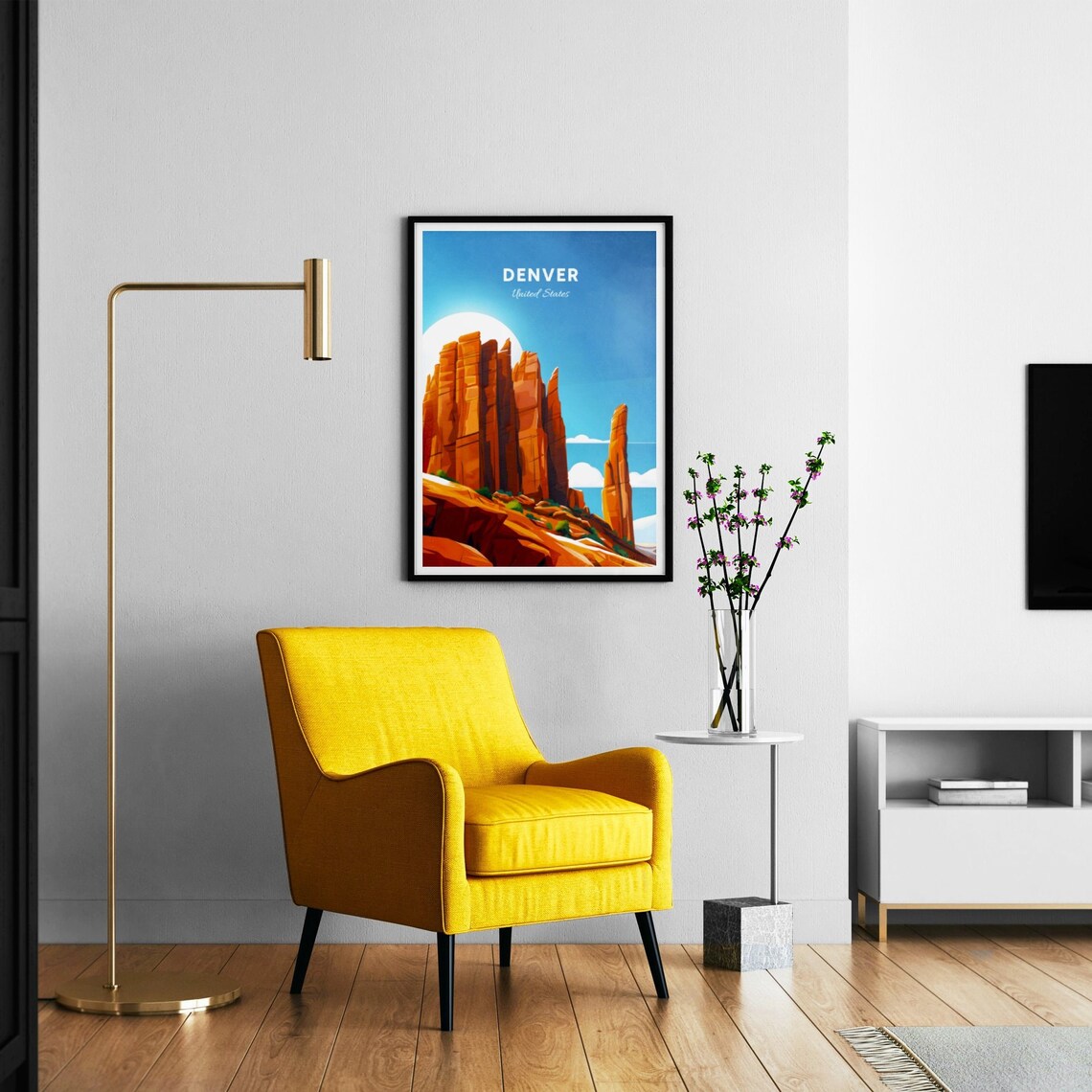 Denver Colorado Red Rock Formations Under Bright Sun Travel Poster - Image 3