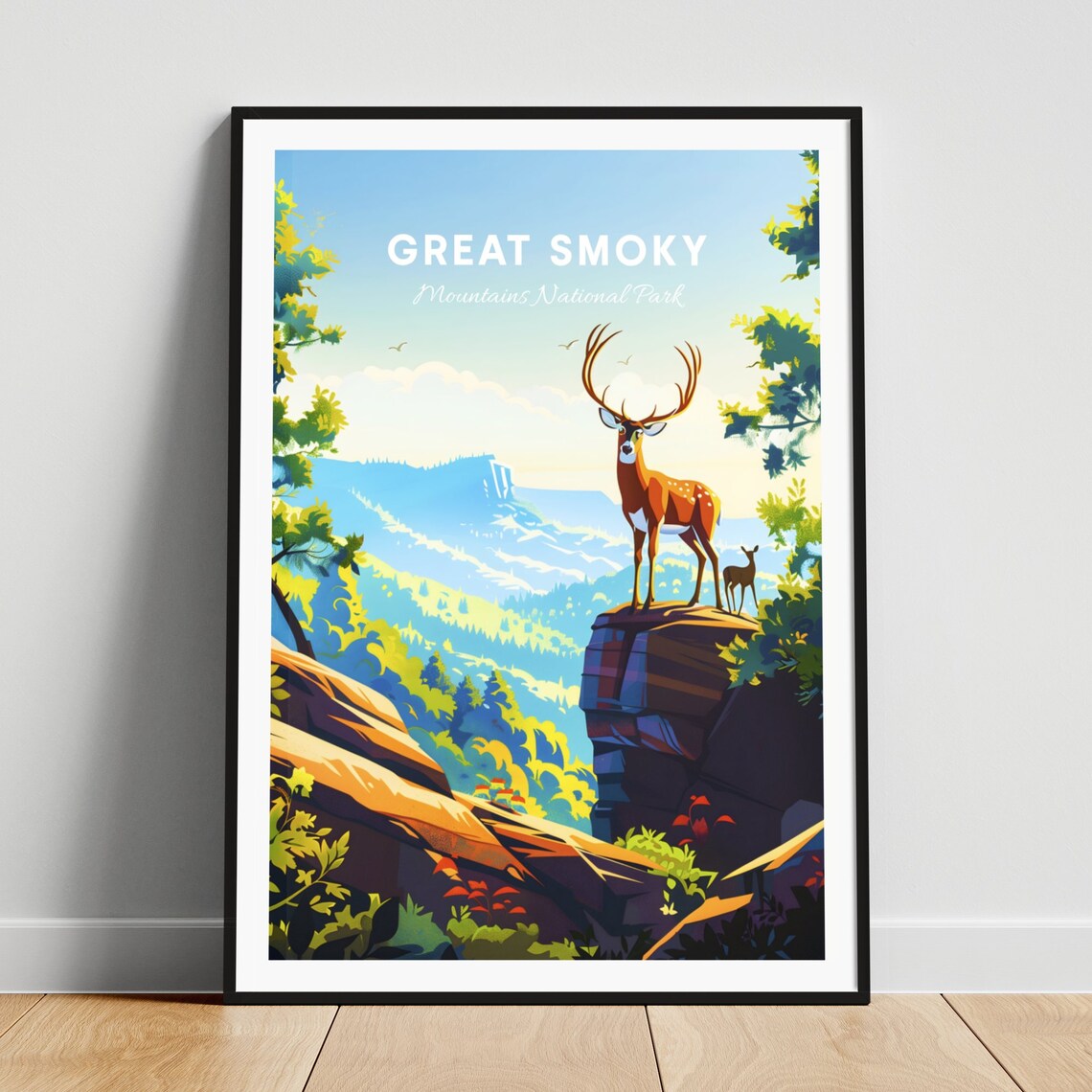 Great Smoky Mountains Elk Overlook Scenic National Park Poster
