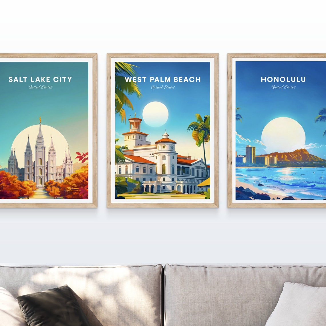 West Palm Beach Florida Historic White Mansion Palms Travel Poster - Image 4