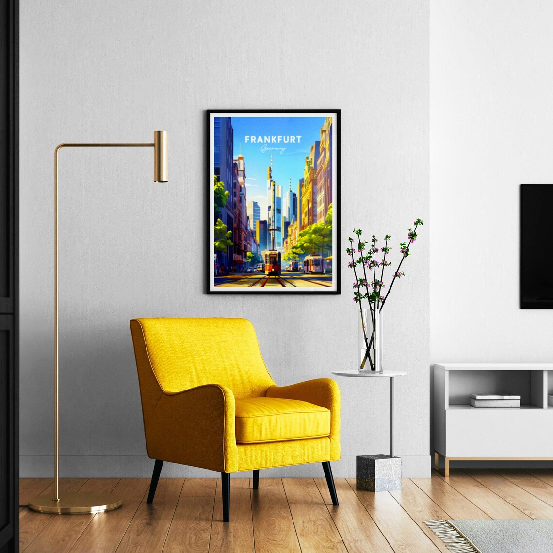 Frankfurt Germany Tram Avenue Modern Skyscrapers Travel Poster Art - Image 2