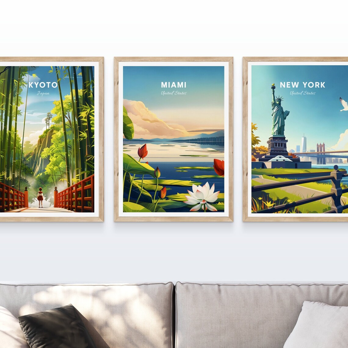 Miami Florida Lotus Lake Sunset Water Lilies Serene Travel Poster - Image 4