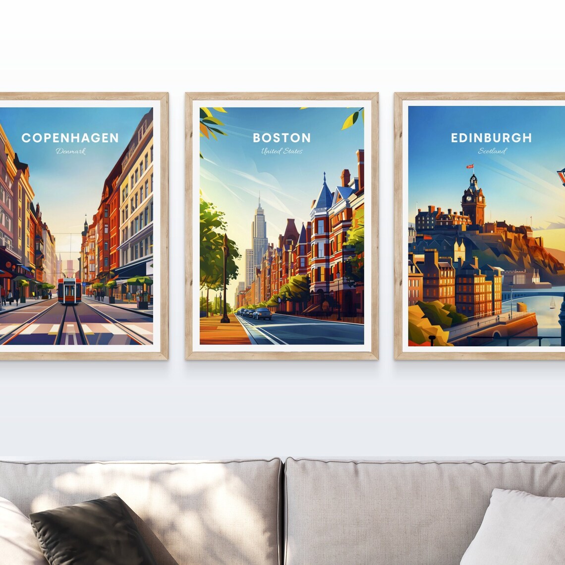 Boston Back Bay Brownstone Street Historic Charm Vintage Travel Poster - Image 4