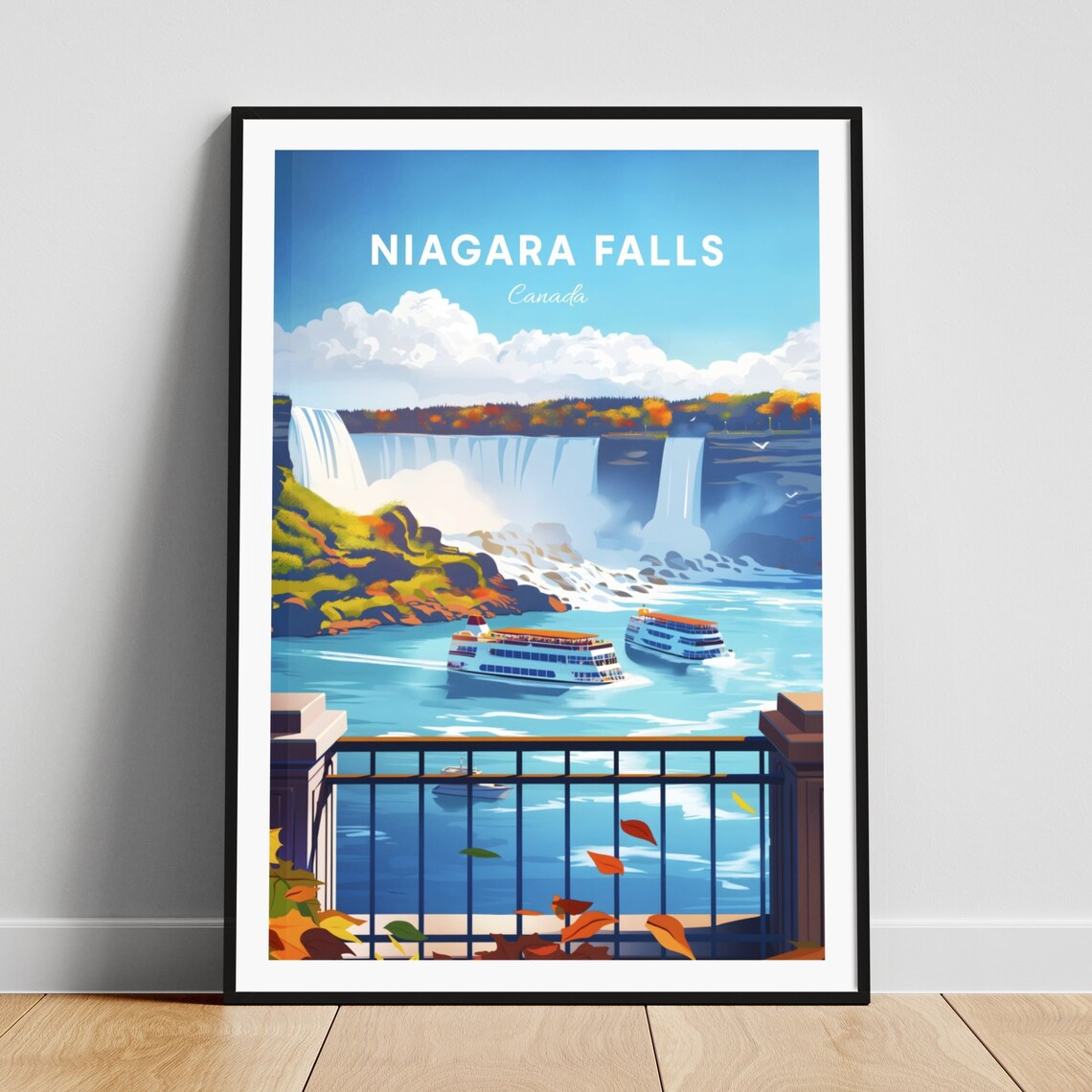 Niagara Falls Canada Waterfall Tour Boats Scenic Travel Poster