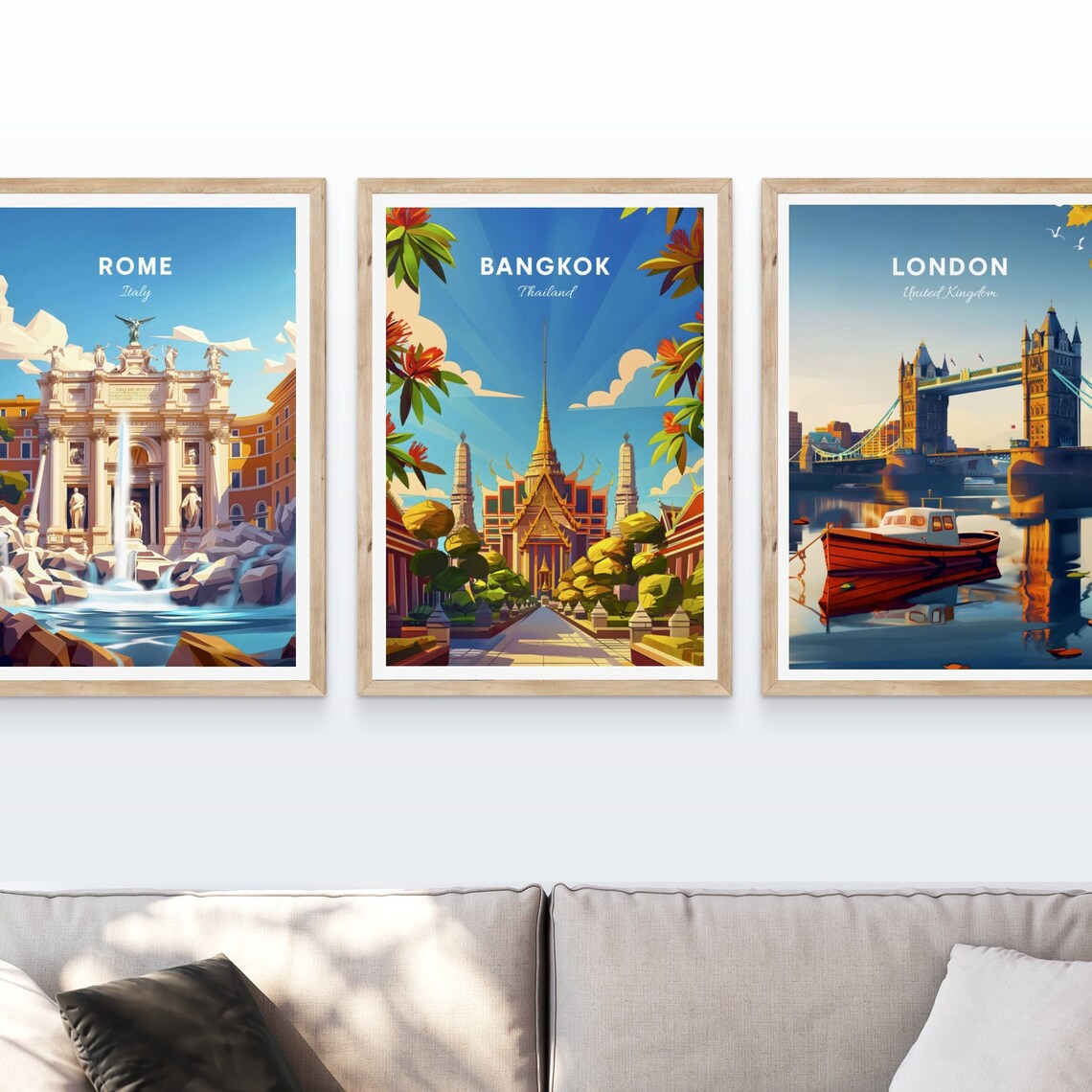 Bangkok Thailand Grand Palace Golden Temple Day View Travel Poster - Image 3