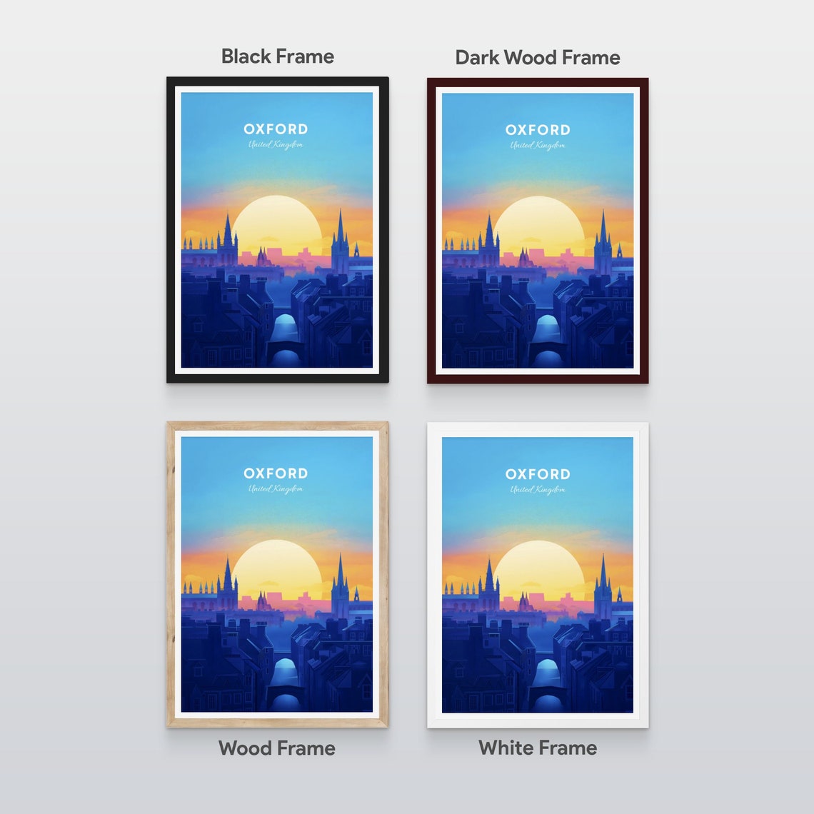 Oxford Blue Hour Spires Twilight Skyline City Sunset Wall Poster - Image 2