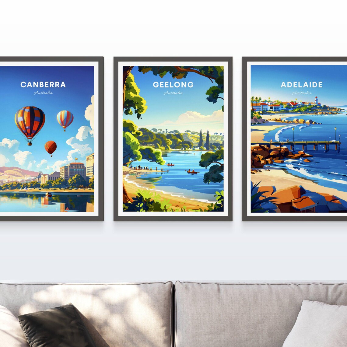 Geelong Australia Beach Cove Kayaks Bright Summer Shoreline Poster - Image 3