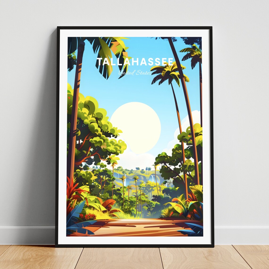 Tallahassee Florida Palm Forest Jungle Trail Sunny Day Poster