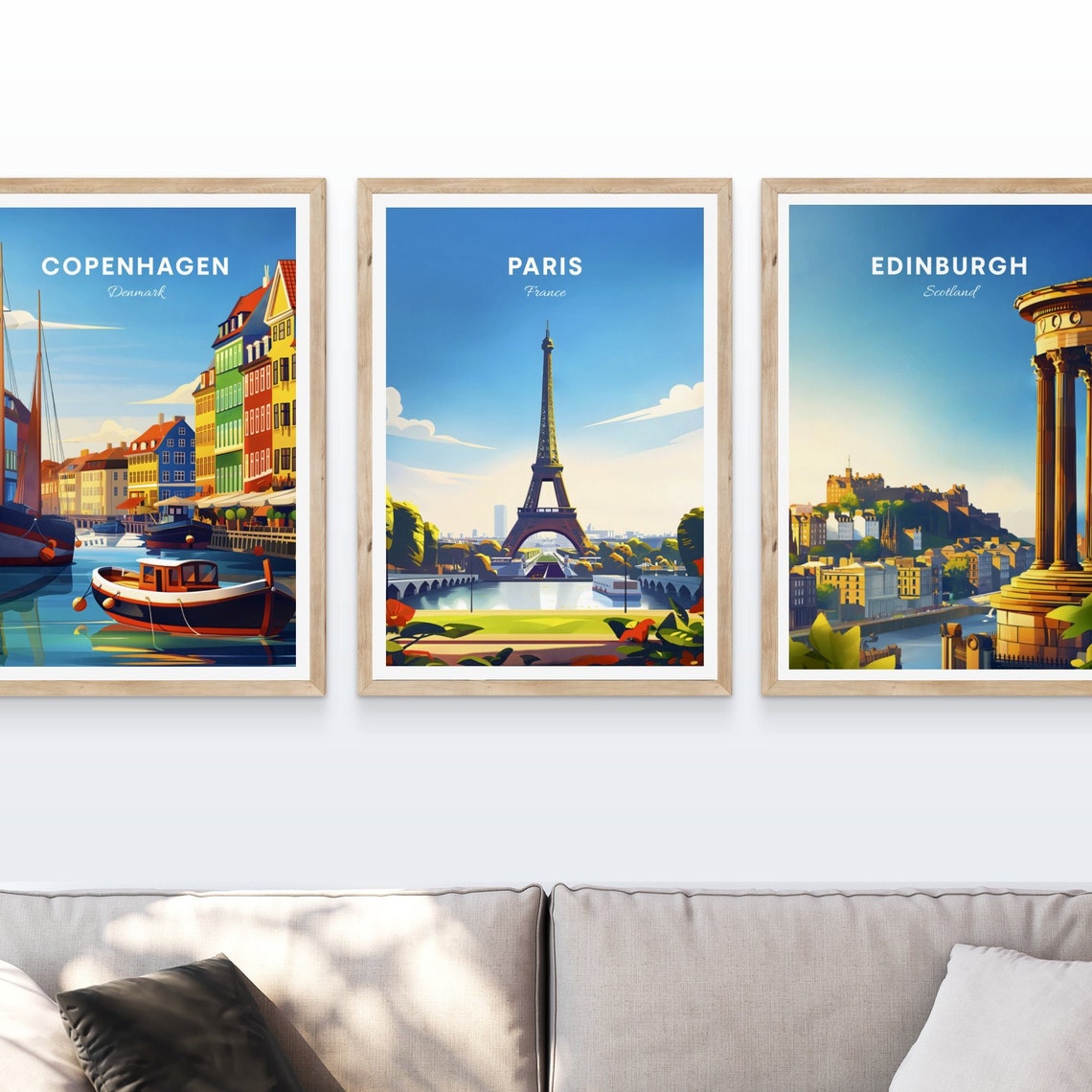 Paris France Eiffel Tower Seine River Blue Sky Travel Poster - Image 4