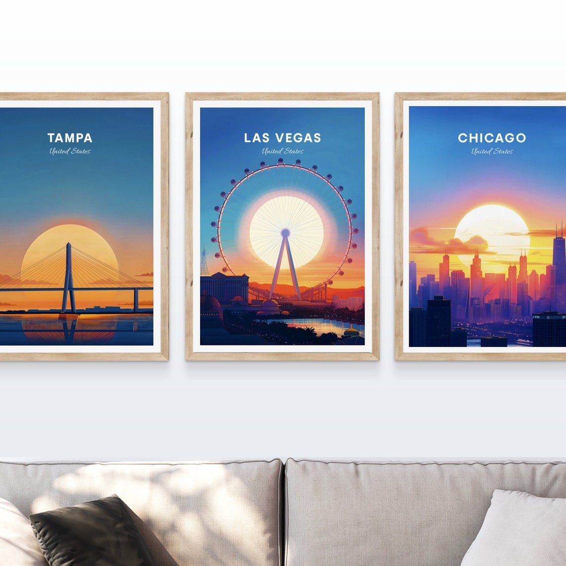 Las Vegas High Roller Ferris Wheel Sunset Nevada Travel Poster - Image 4