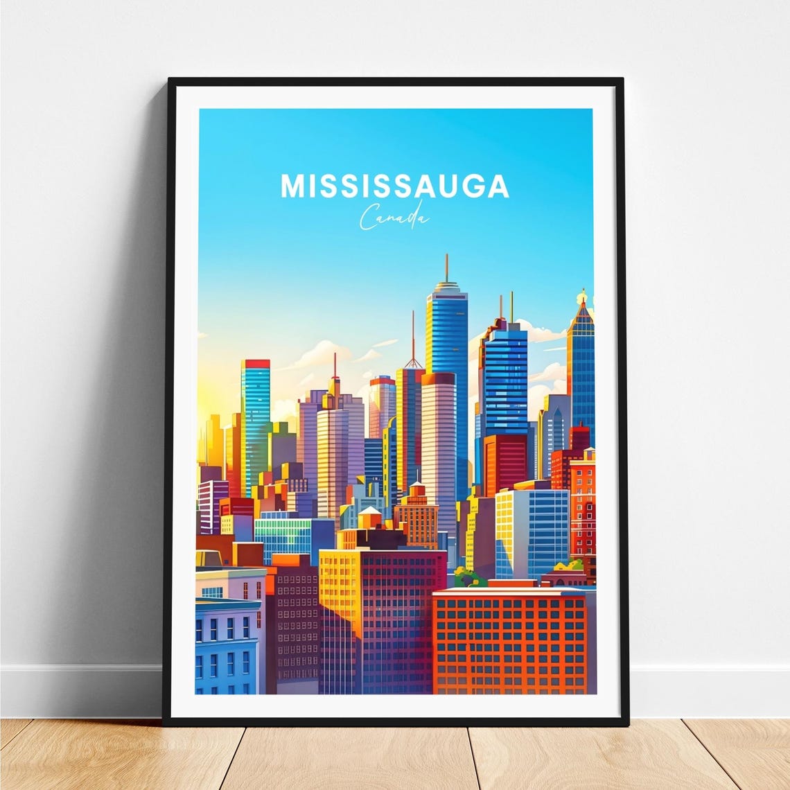 Mississauga Canada Colorful City Skyline Skyscraper Art Poster
