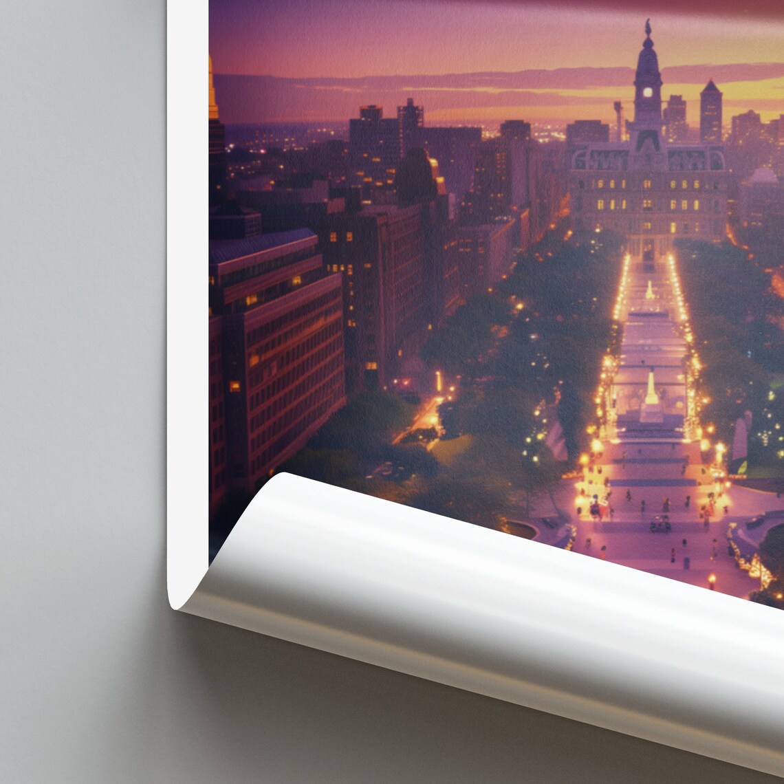 Philadelphia Pennsylvania City Hall Dusk Aerial Travel Poster - Image 2