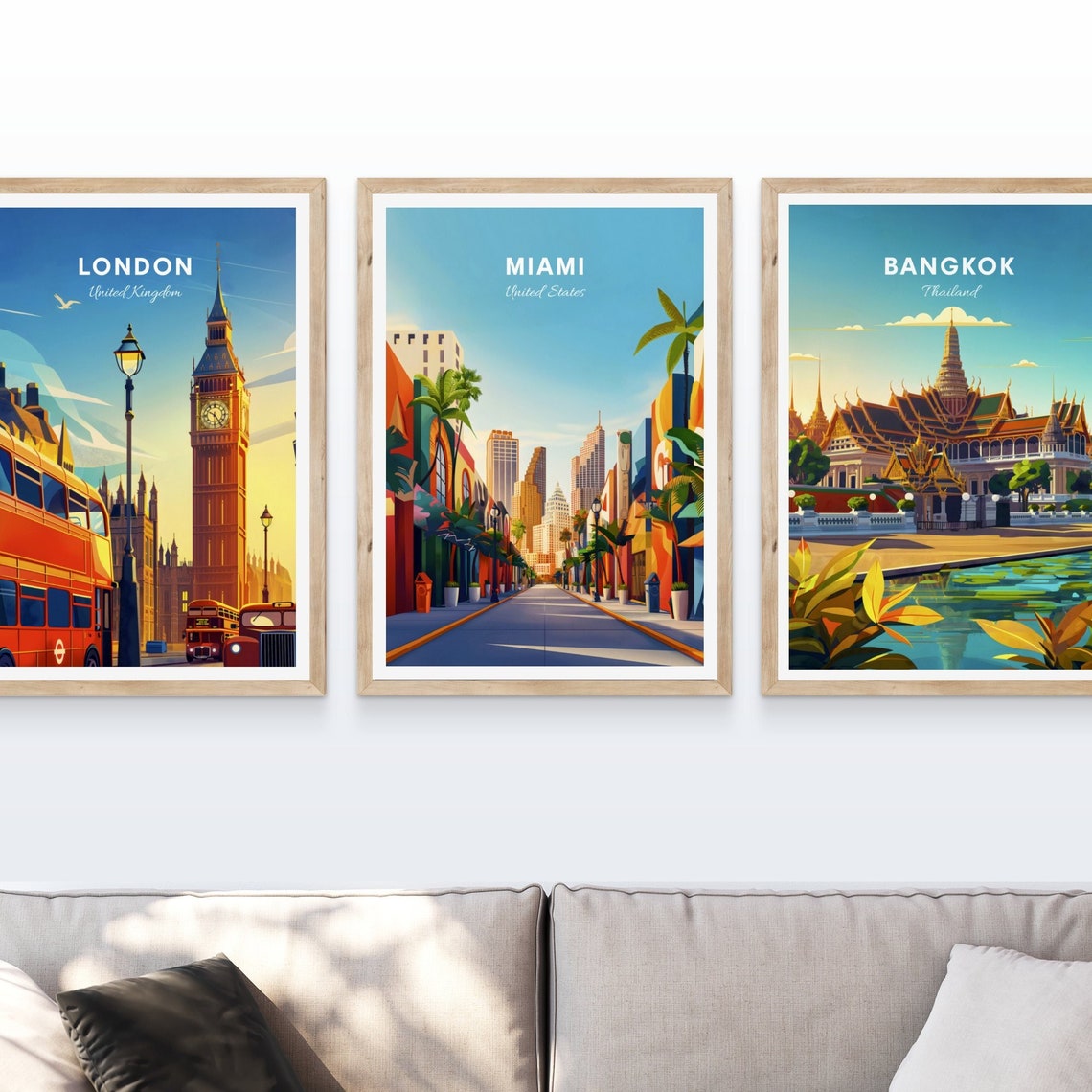 Miami Sunlit Vibrant Art Deco Street Downtown Skyline View Poster - Image 4