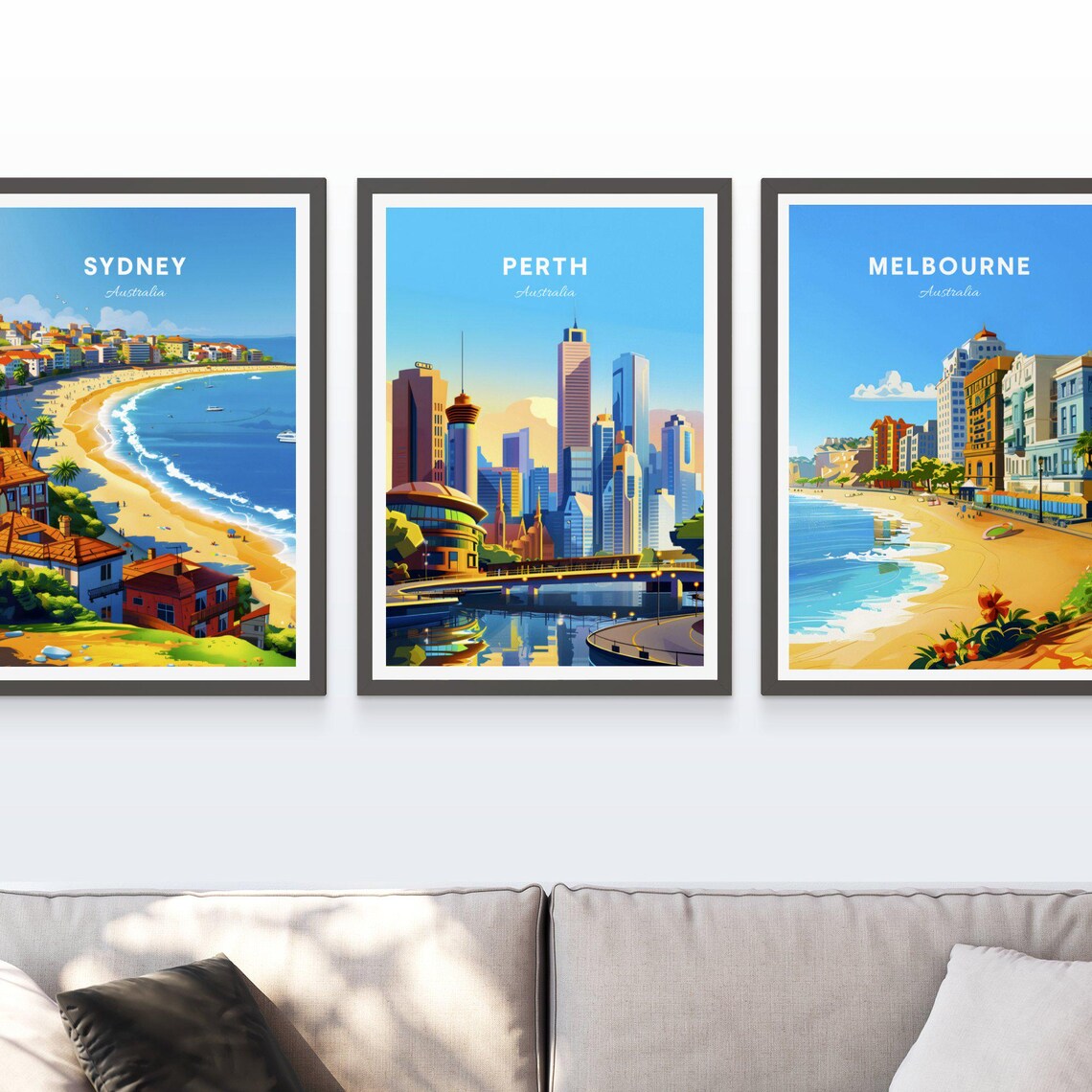 Perth Australia Downtown Skyline over the River at Dusk Poster - Image 3