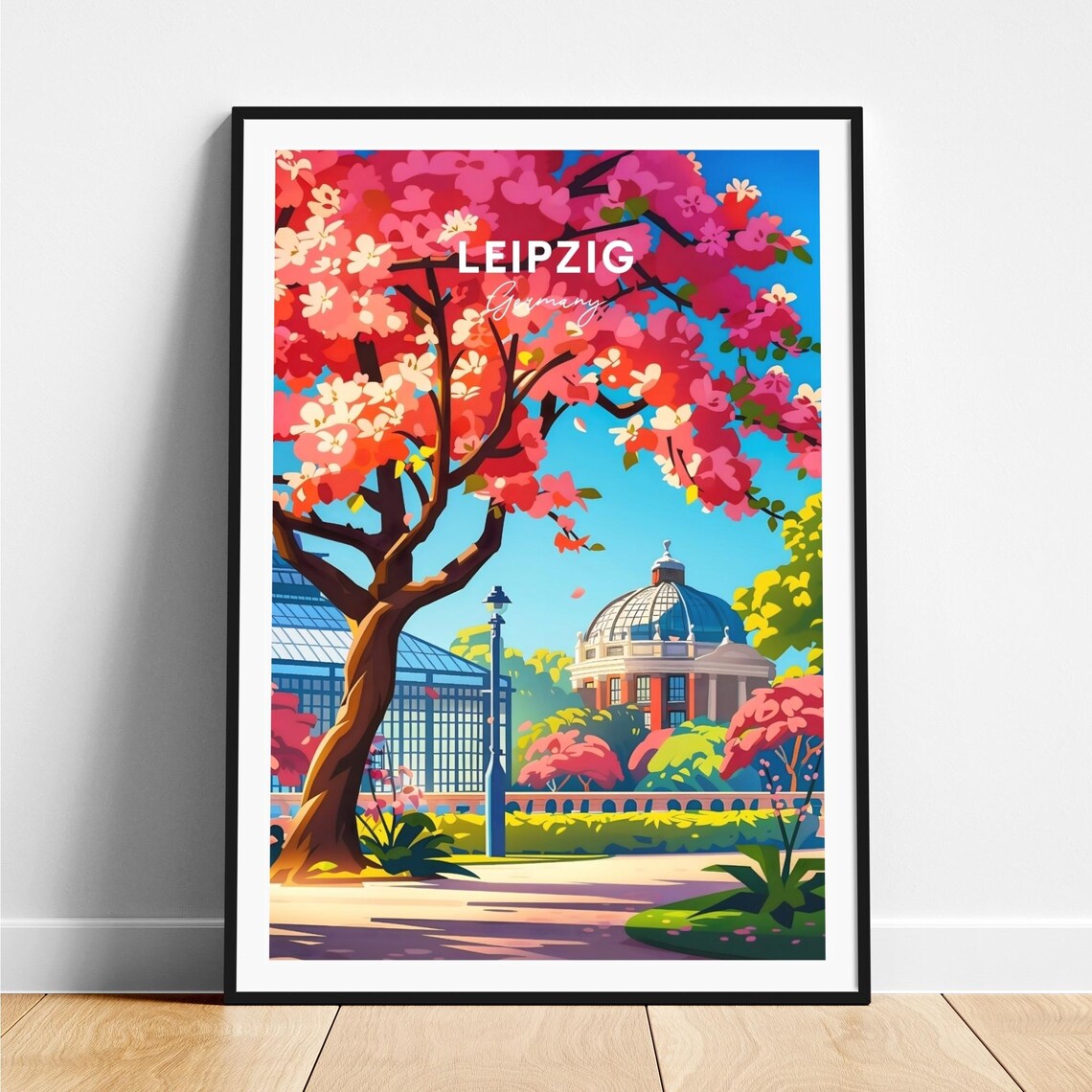 Leipzig Germany Blossom Park Dome Building Day View Art Poster