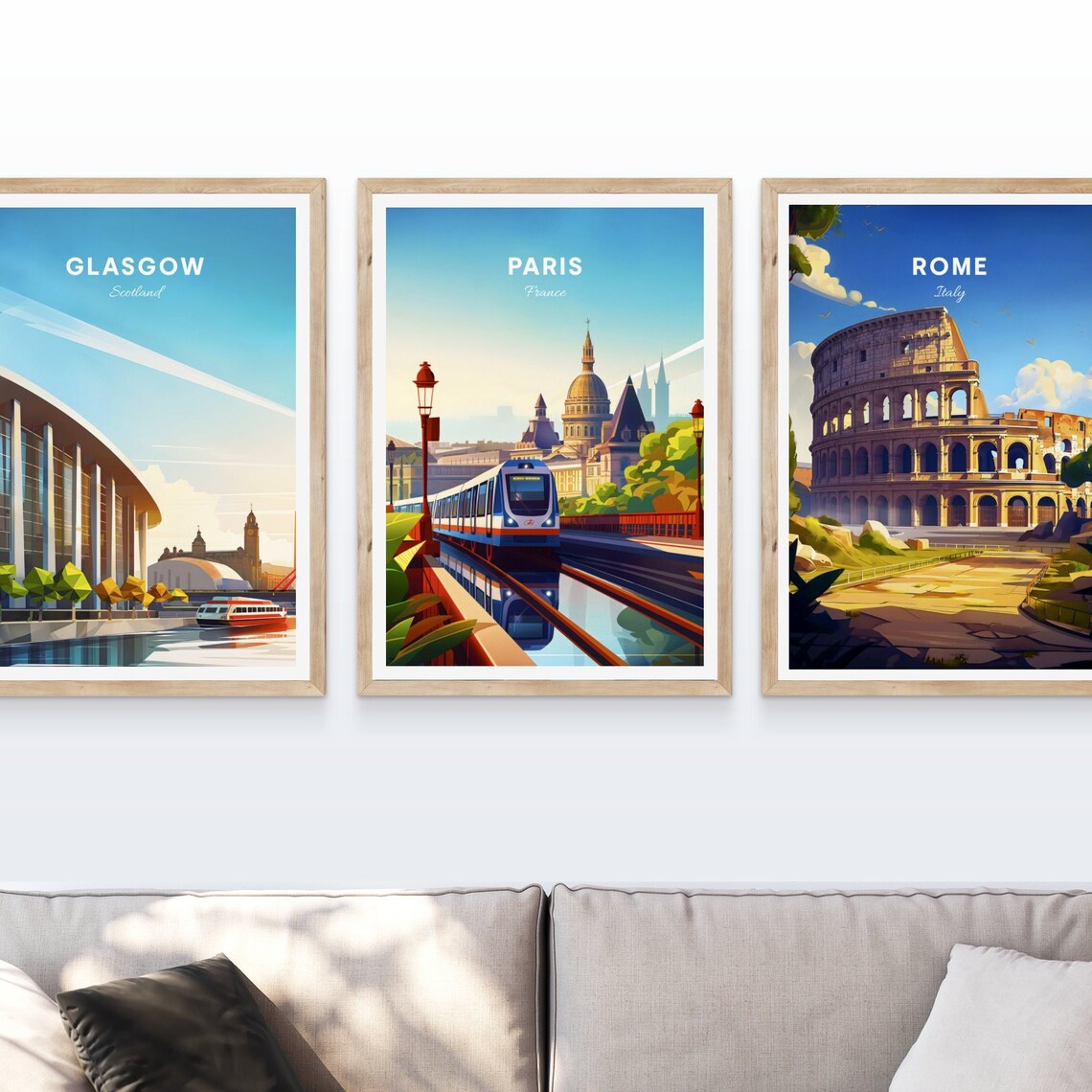 Paris France Metro Train Bridge Golden Dome Sunset View Travel Poster - Image 4