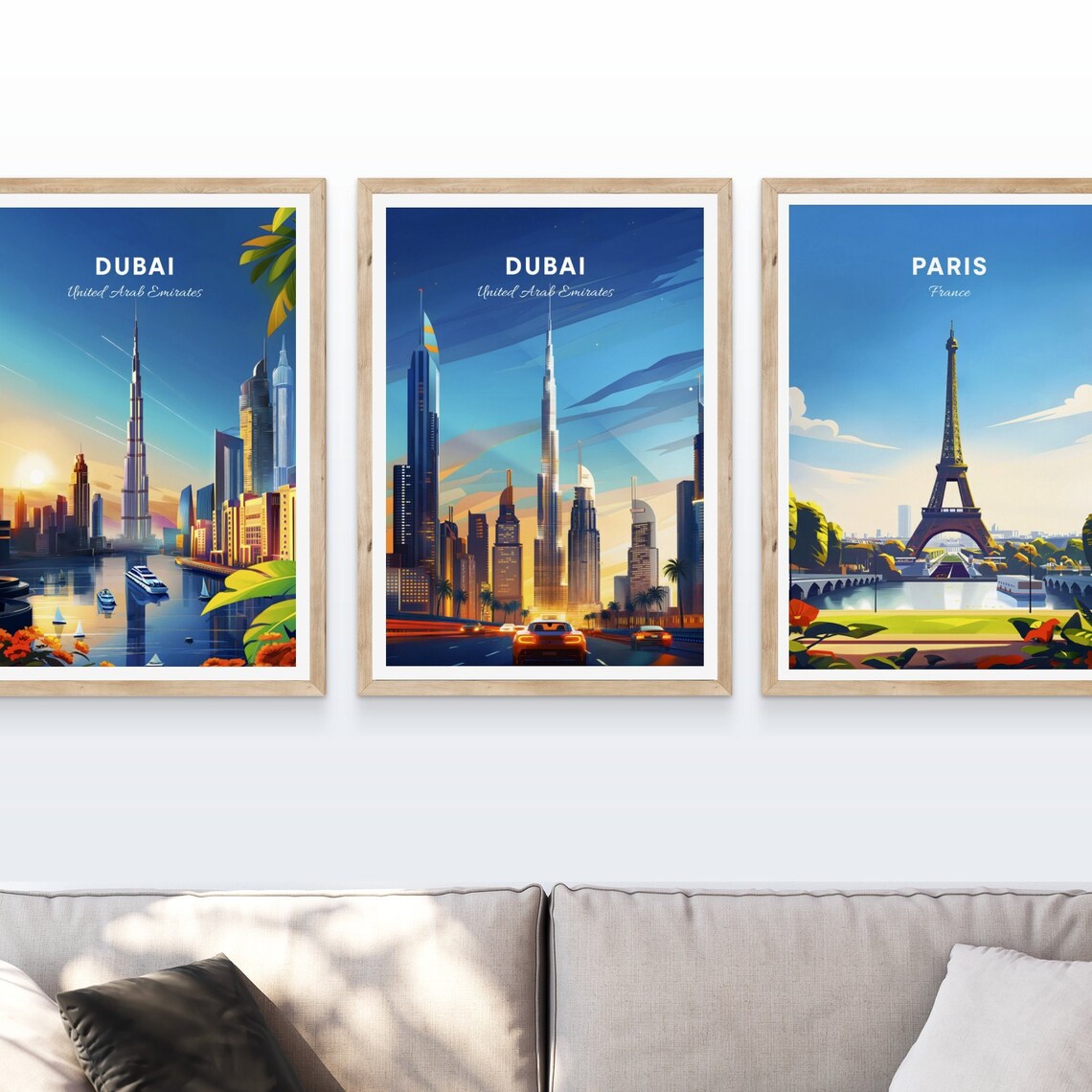 Dubai United Arab Emirates Burj Khalifa Sunset Skyline Travel Poster - Image 4