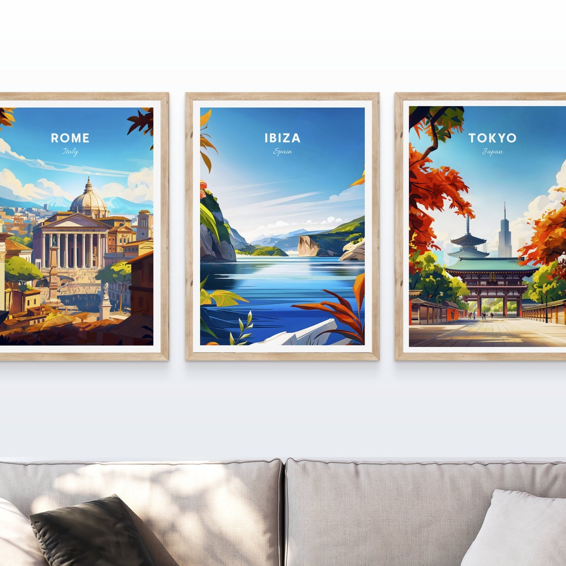 Ibiza Spain Calm Blue Bay Cliffs Rock Formation Sea View Poster - Image 4