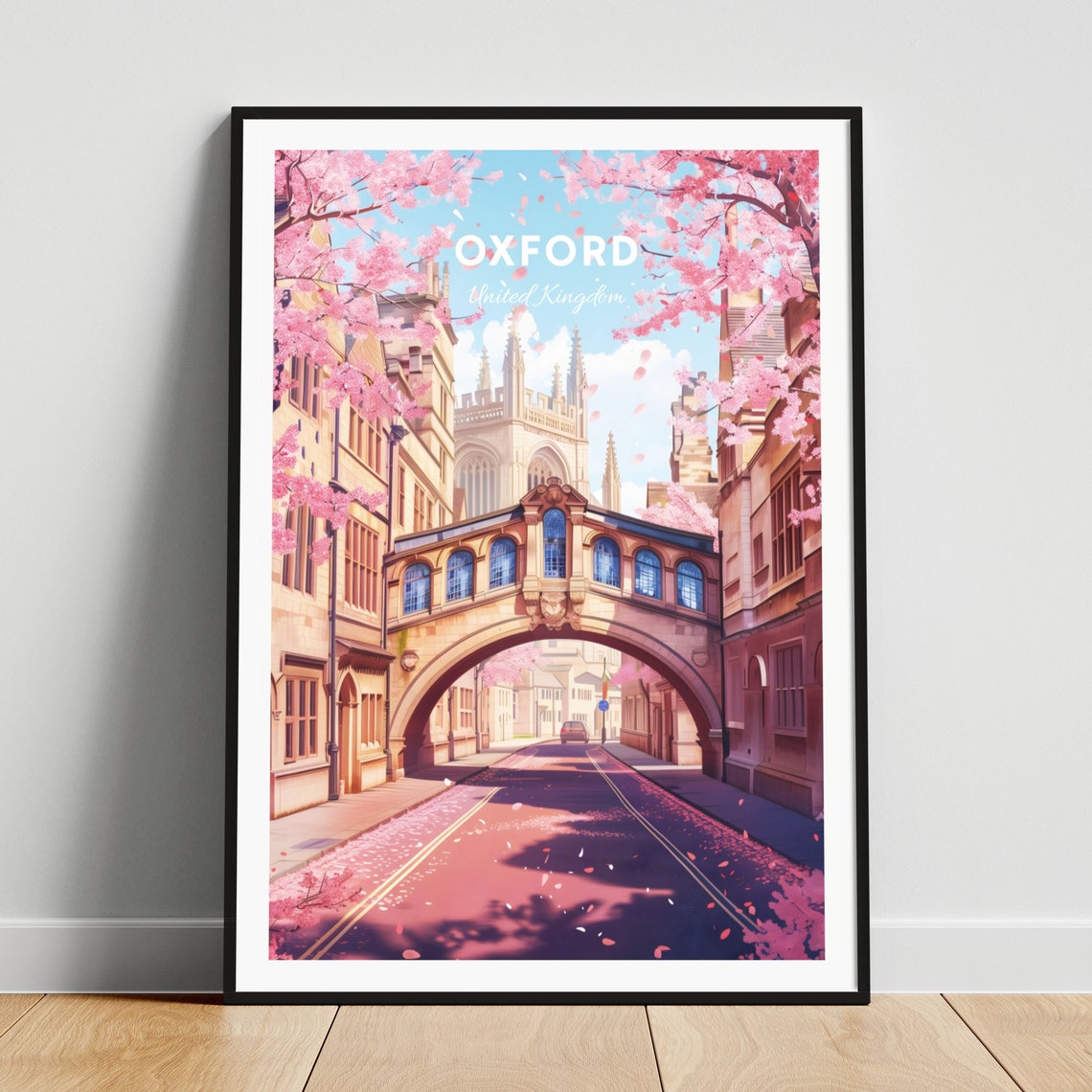 Oxford Travel Print United Kingdom Wall Art Bridge Of Sighs Oxford Poster Oxfordshire Poster Personalized Gift Custom Text