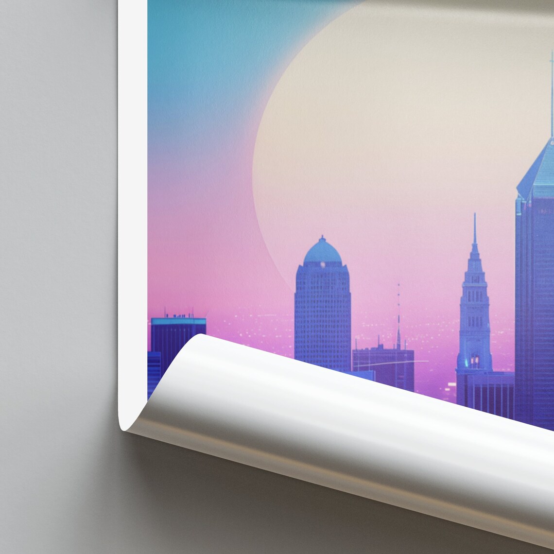Indianapolis City Skyline at Sunset Giant Sun Purple Sky Poster - Image 2