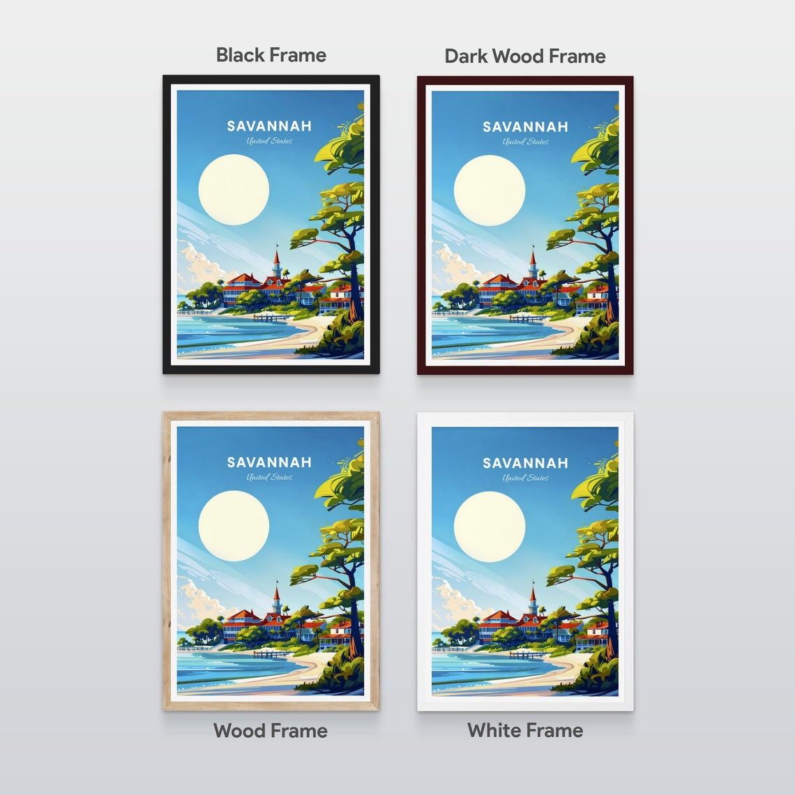 Savannah Beachfront Resort Tower Pier Sandy Shores Travel Poster - Image 2