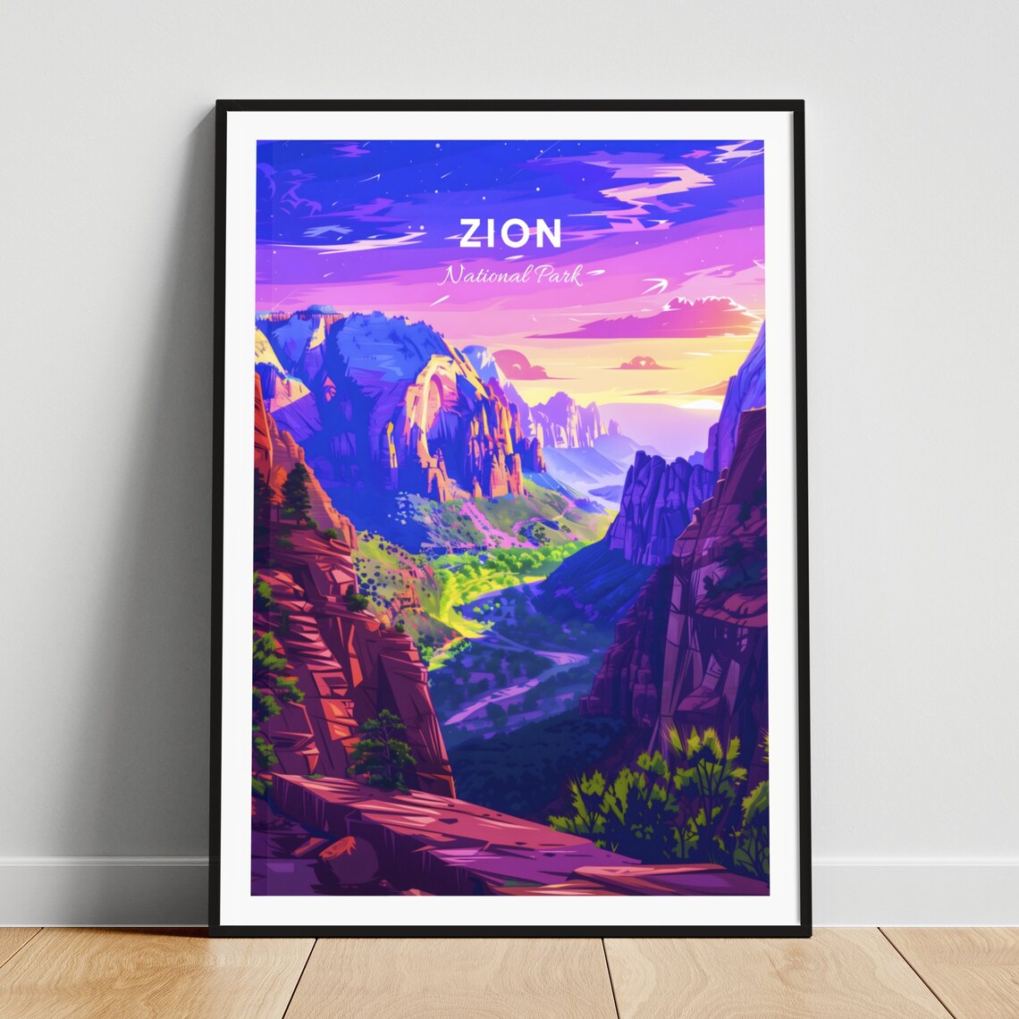 Zion National Park Canyon Sunset in Vivid Purple Hues Poster