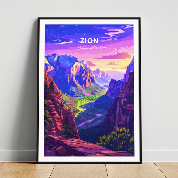 Zion National Park Canyon Sunset in Vivid Purple Hues Poster