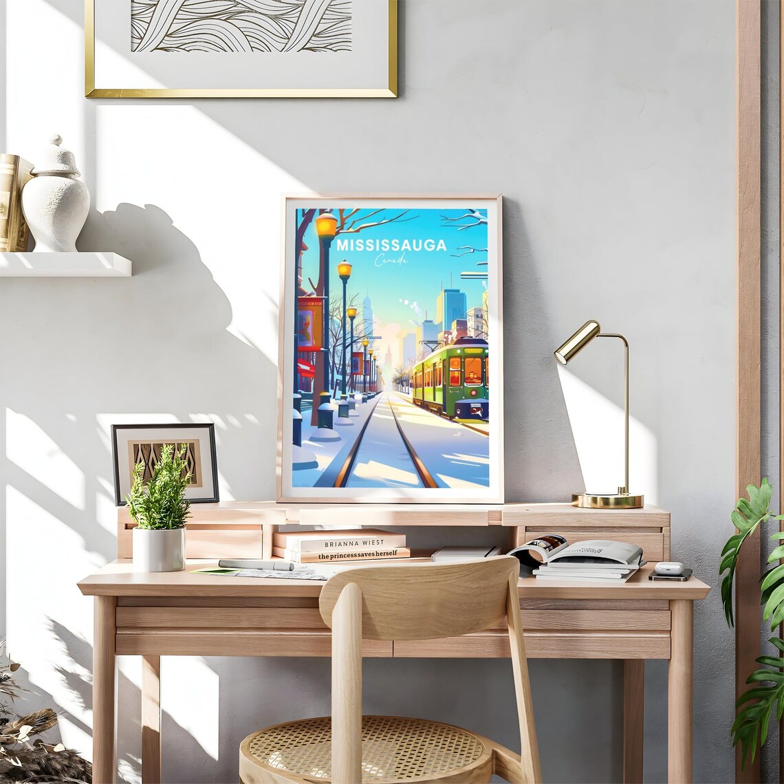 Mississauga Canada Winter Streetcar Snowy Avenue Glow Poster - Image 4